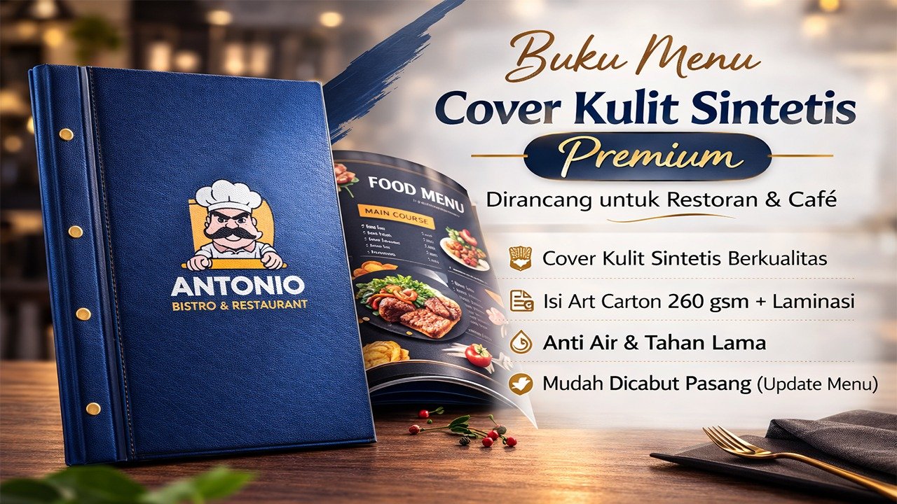 Buku Menu Cover Kulit Sintetis Premium untuk Restoran & Café