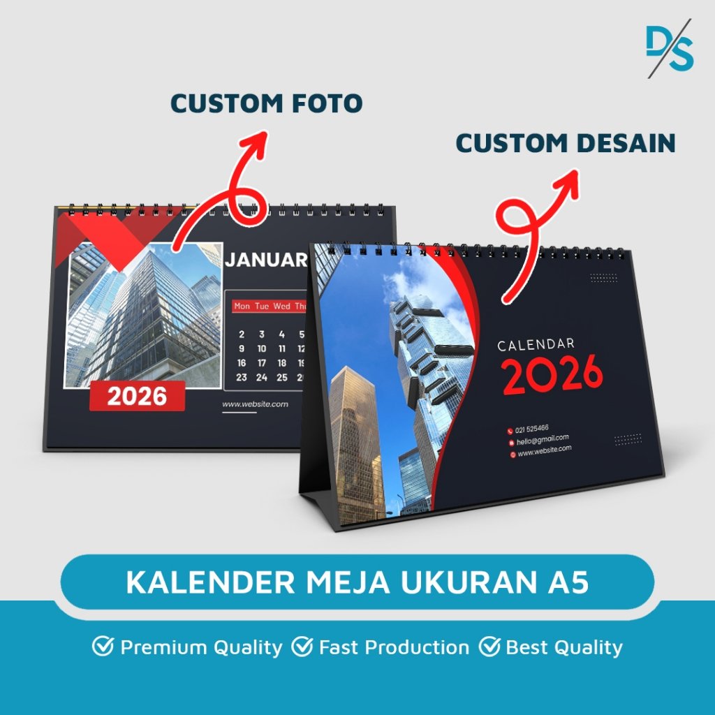 DSPRINTING - Cetak Kalender Meja Custom, Family, Corporate, Custom Edition / Print Kalendar Duduk Foto Ukuran A5 Landscape
