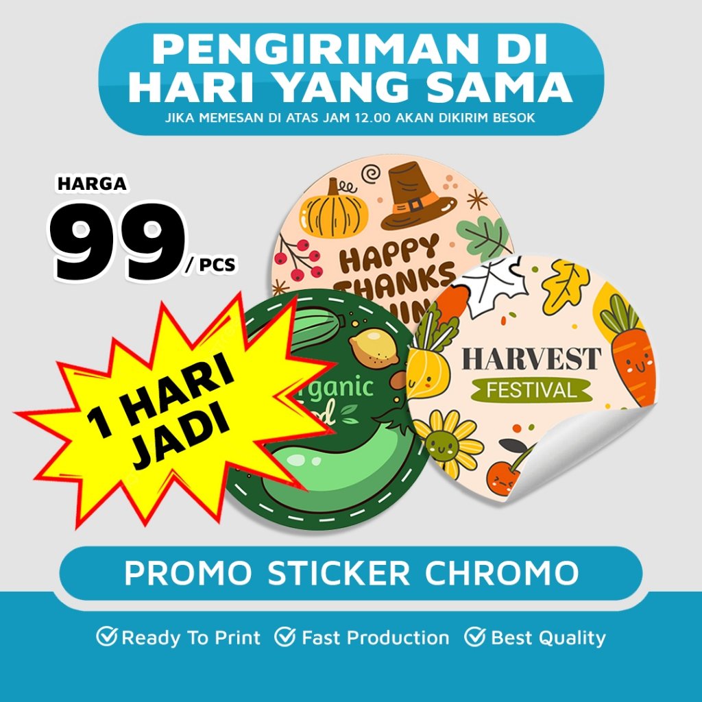 Cetak Sticker Custom Chromo Bulat 