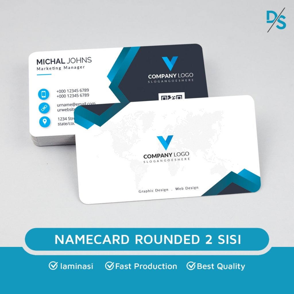 Kartu nama 2 sisi rounded Fancy Paper