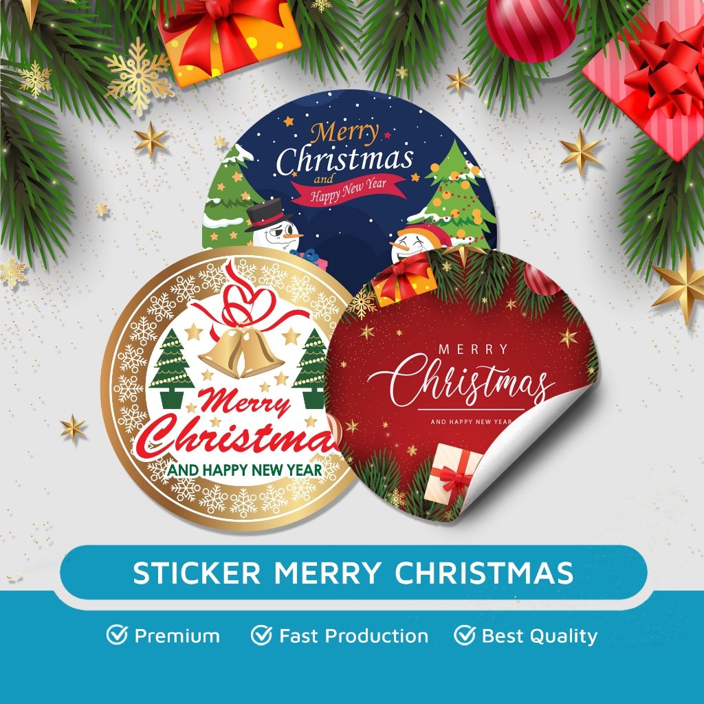 Cetak Sticker Label Merry Christmas 